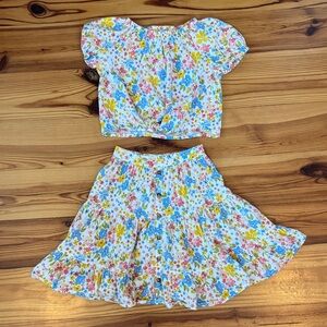 EUC Old Navy Floral Kids Skirt and Top Set 4T